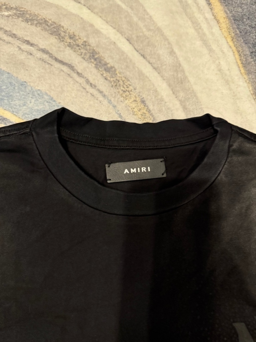 Amiri Black Sparkle MA Logo Tee Mens Size Medium or Large - Picture 2 of 4